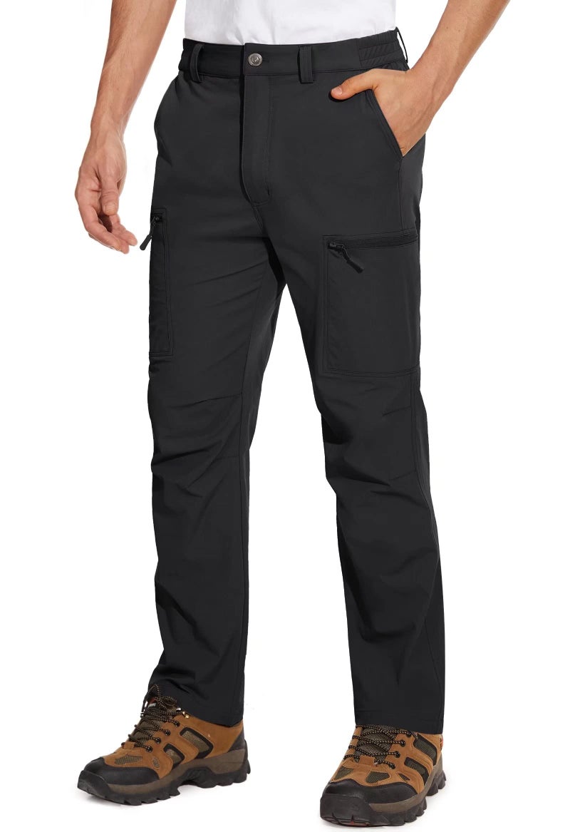 MAGCOMSEN Quick Dry Hiking Pants Men Waterproof Travel Pants Lightweight Stretch Utility for Fishing Safari Camping Black - Image 1